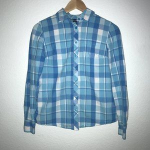 Tommy Light Blue Plaid Button Up (Size XS)